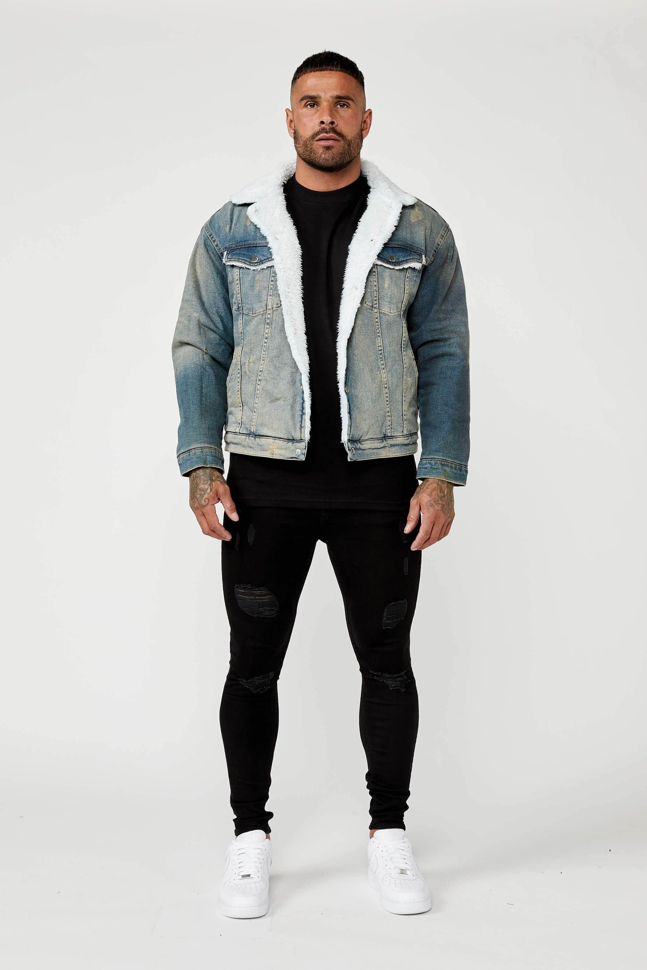 Stone Washed Denim Jacket - Faux Fur Lined – legendlondon-eu