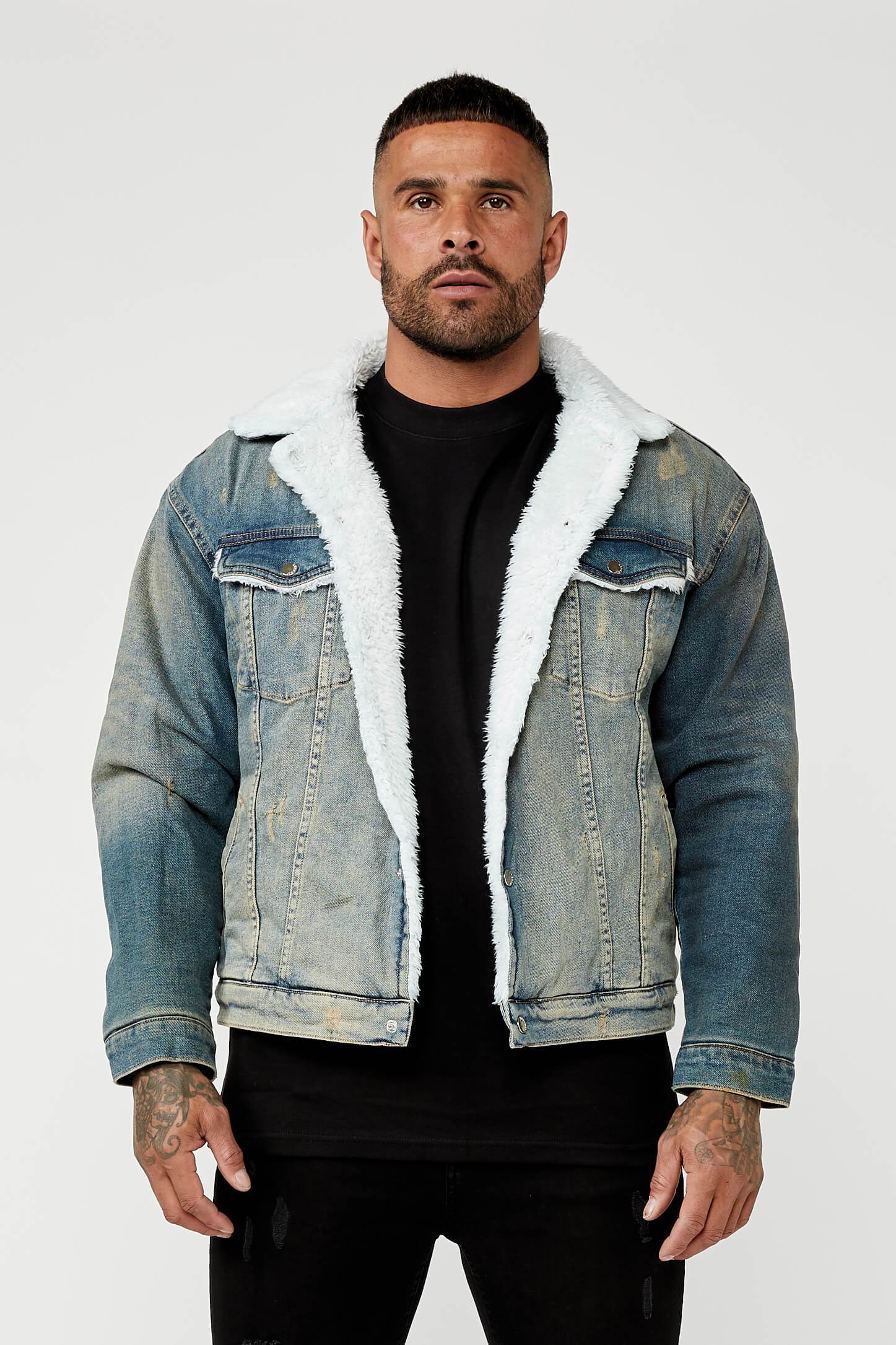 Stone Washed Denim Jacket - Faux Fur Lined – legendlondon-eu