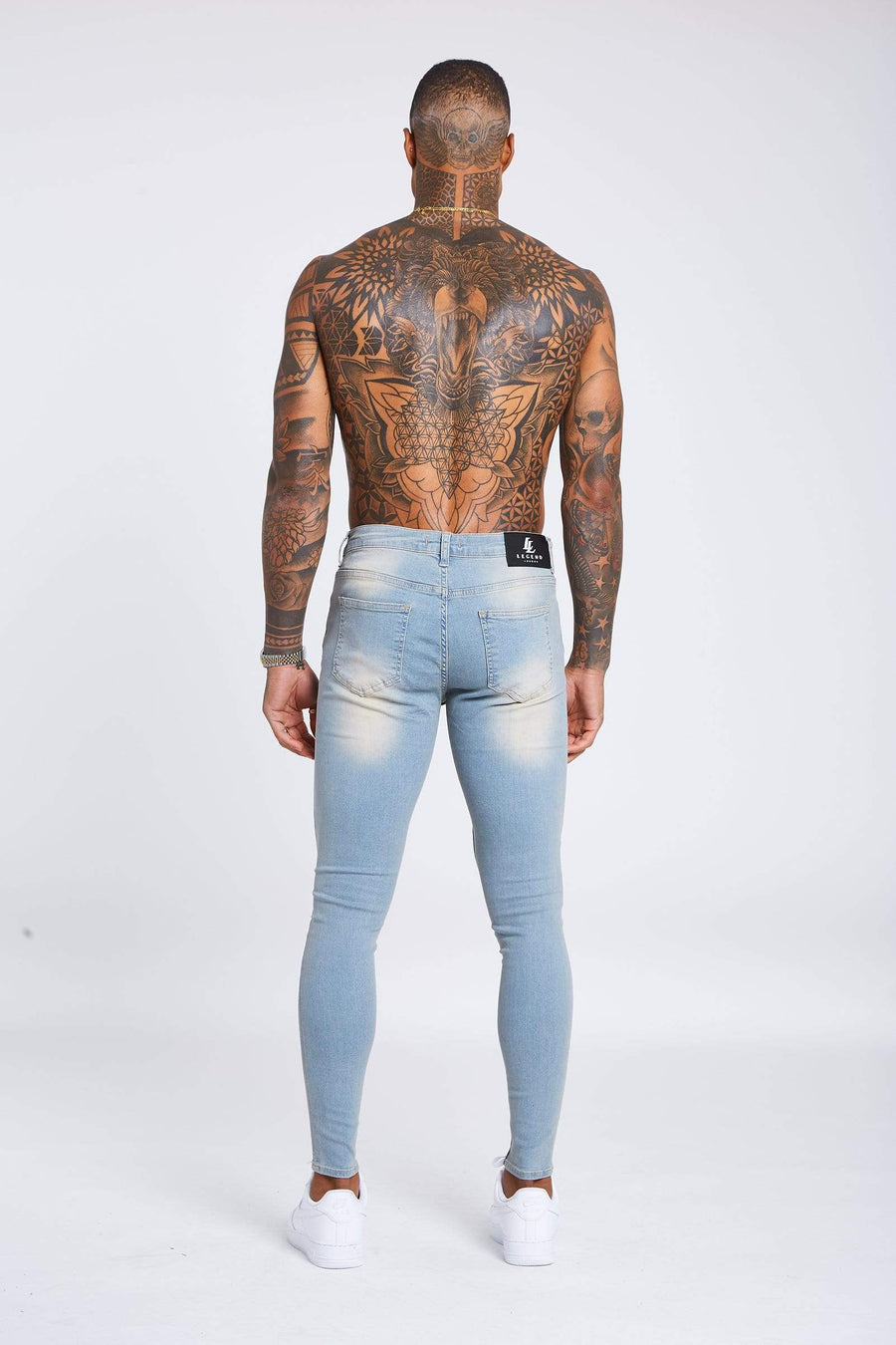 Legend London Jeans Stone Washed Jeans - Ripped & Repaired