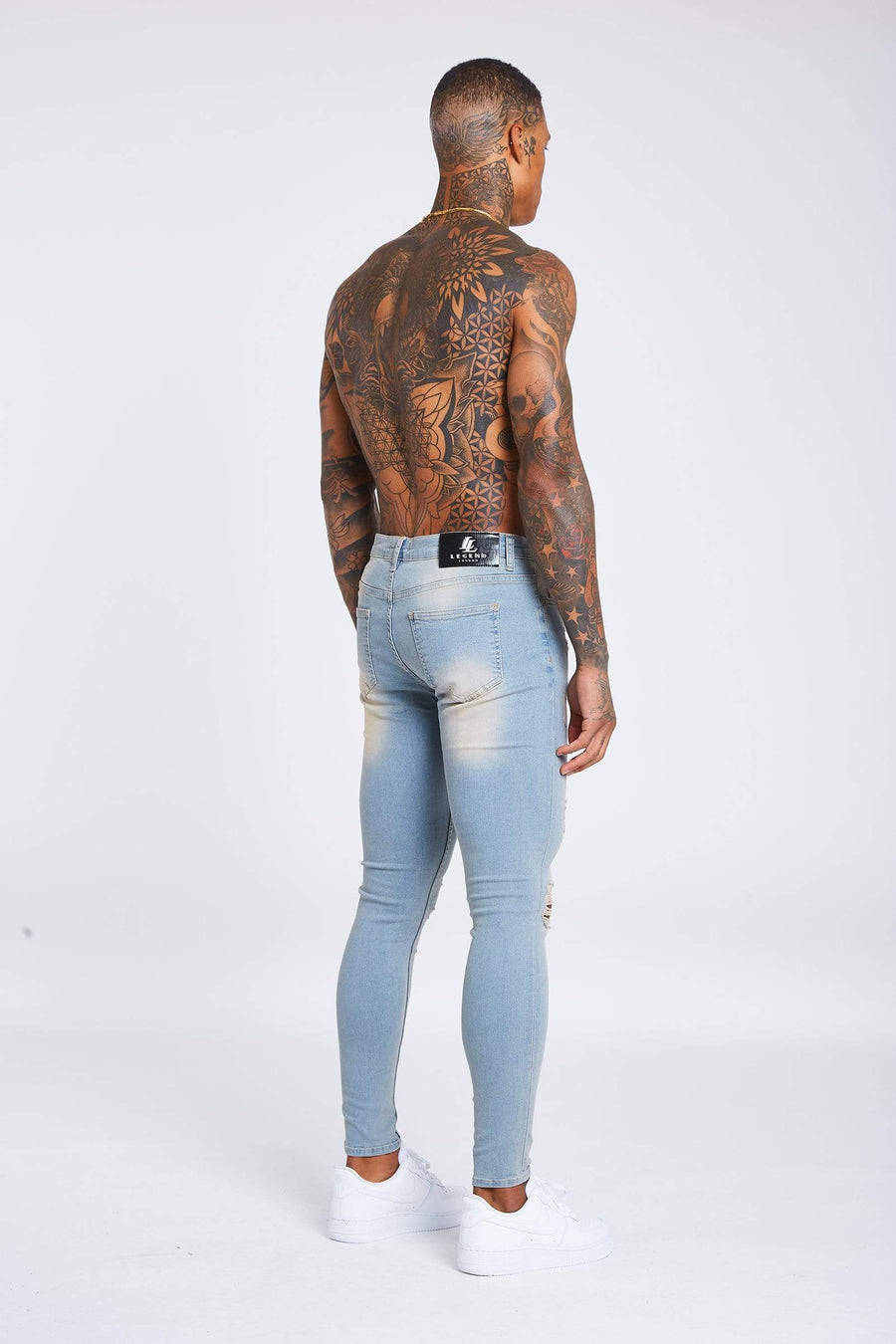 Legend London Jeans Stone Washed Jeans - Ripped & Repaired