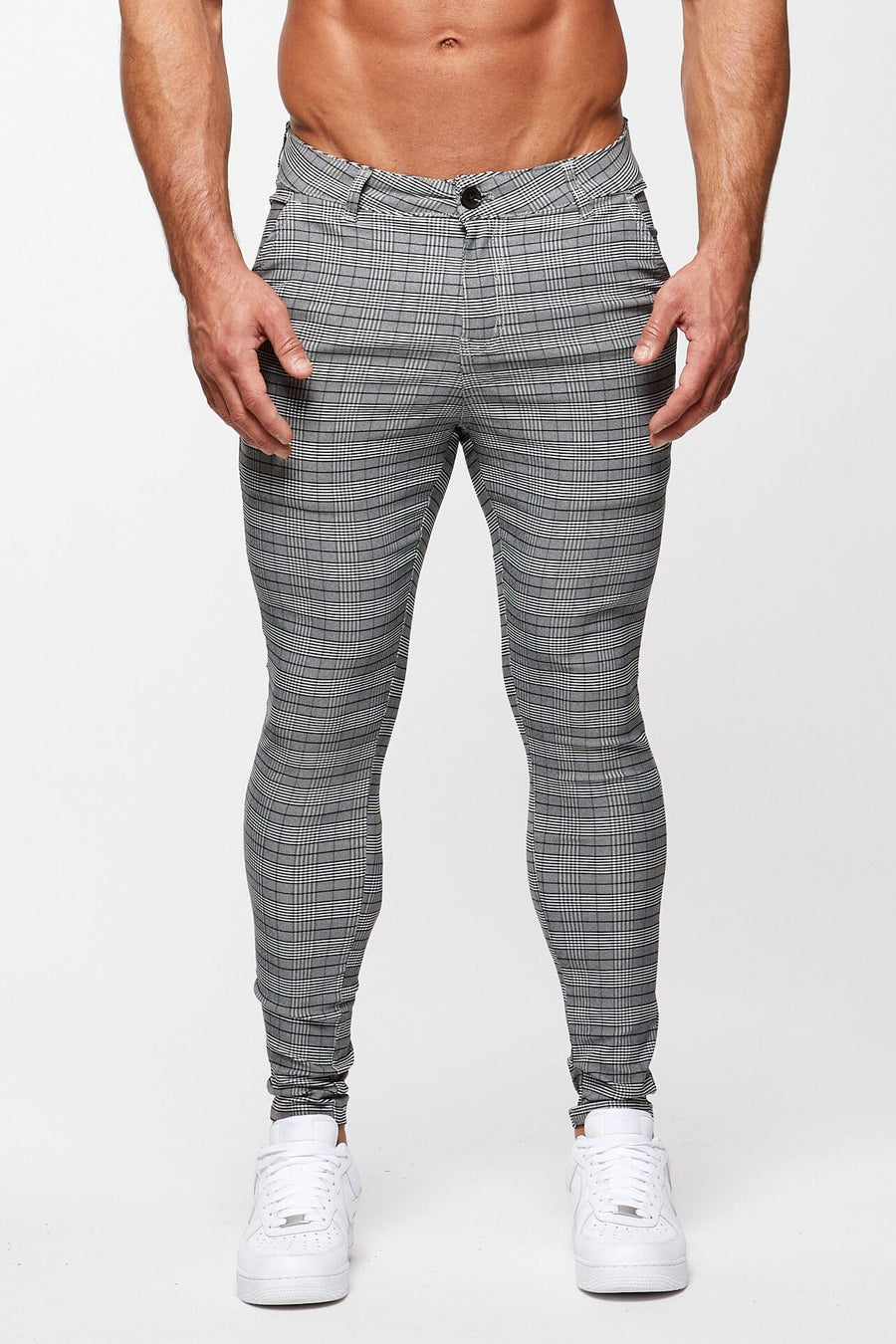 Legend London Trousers MICRO CHECK TROUSERS - GREY