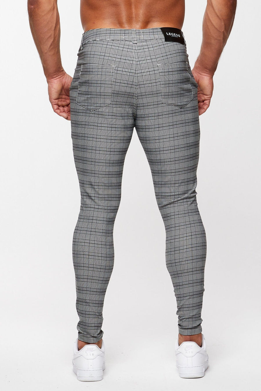 Legend London Trousers MICRO CHECK TROUSERS - GREY