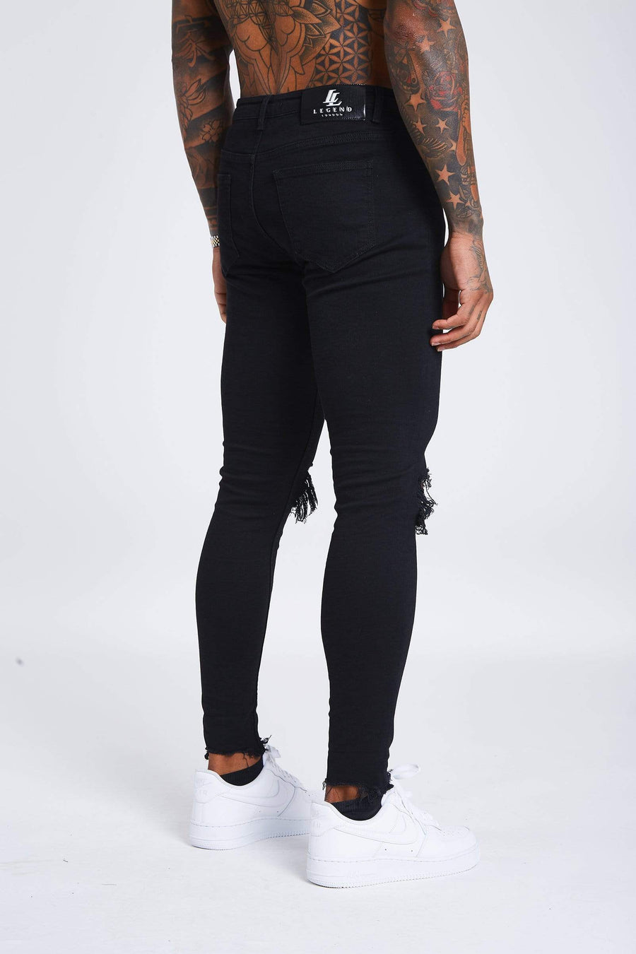 Black Destroyed Knee Jeans – legendlondon-eu - Main Image