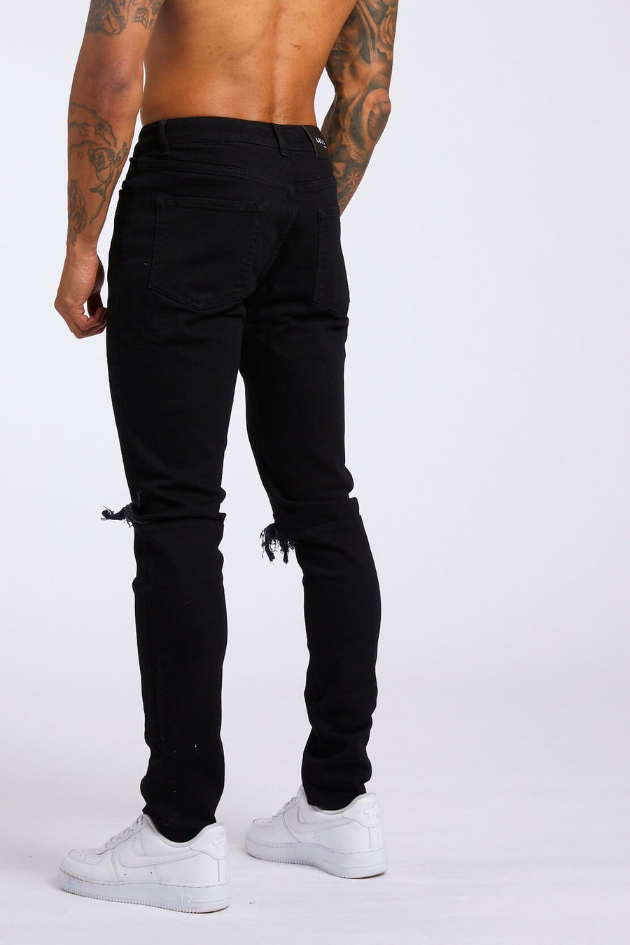 Legend London Jeans SLIM FIT JEANS - BLACK DESTROYED KNEE