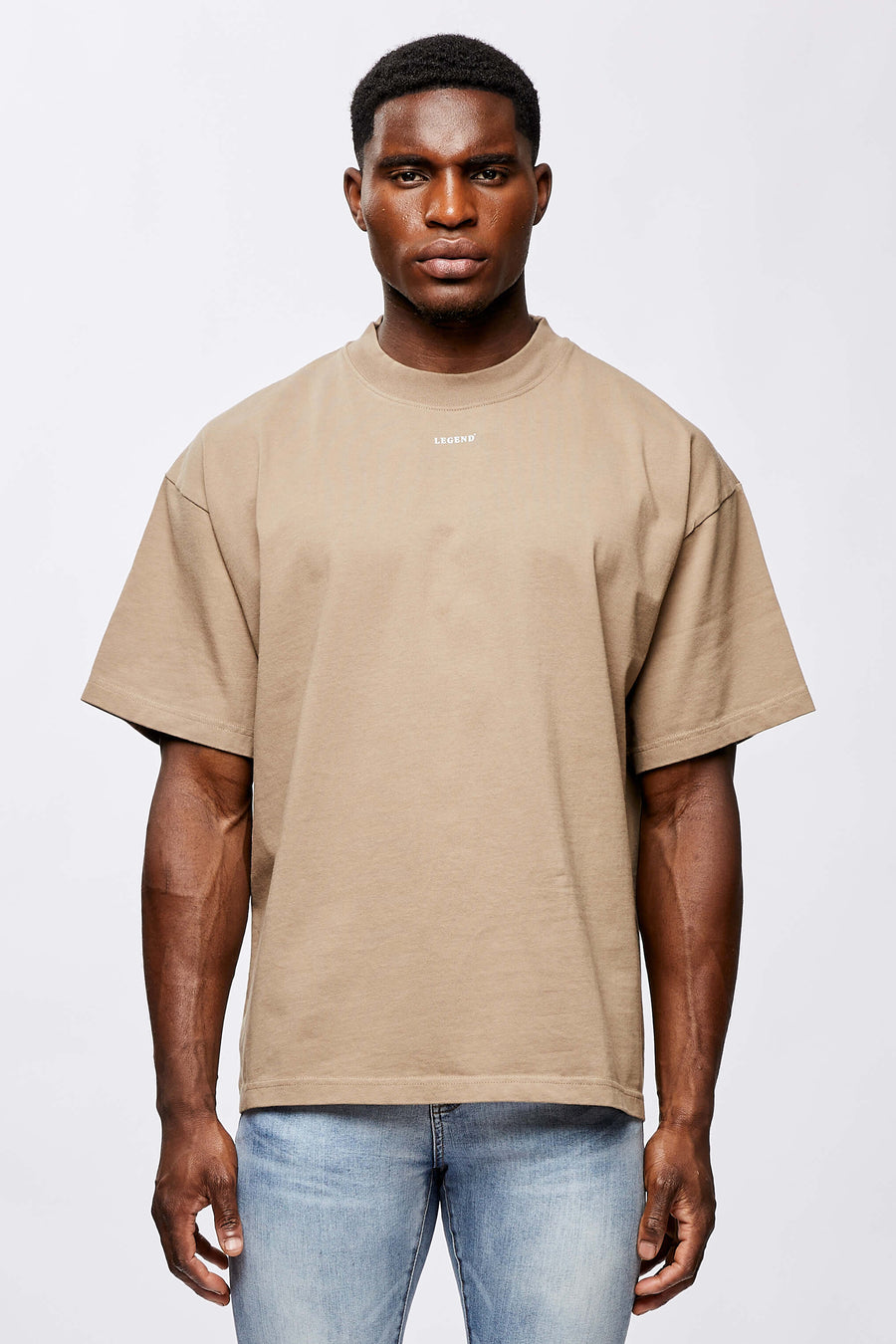 Legend London MICRO LOGO OVERSIZED T-SHIRT - TAUPE BROWN