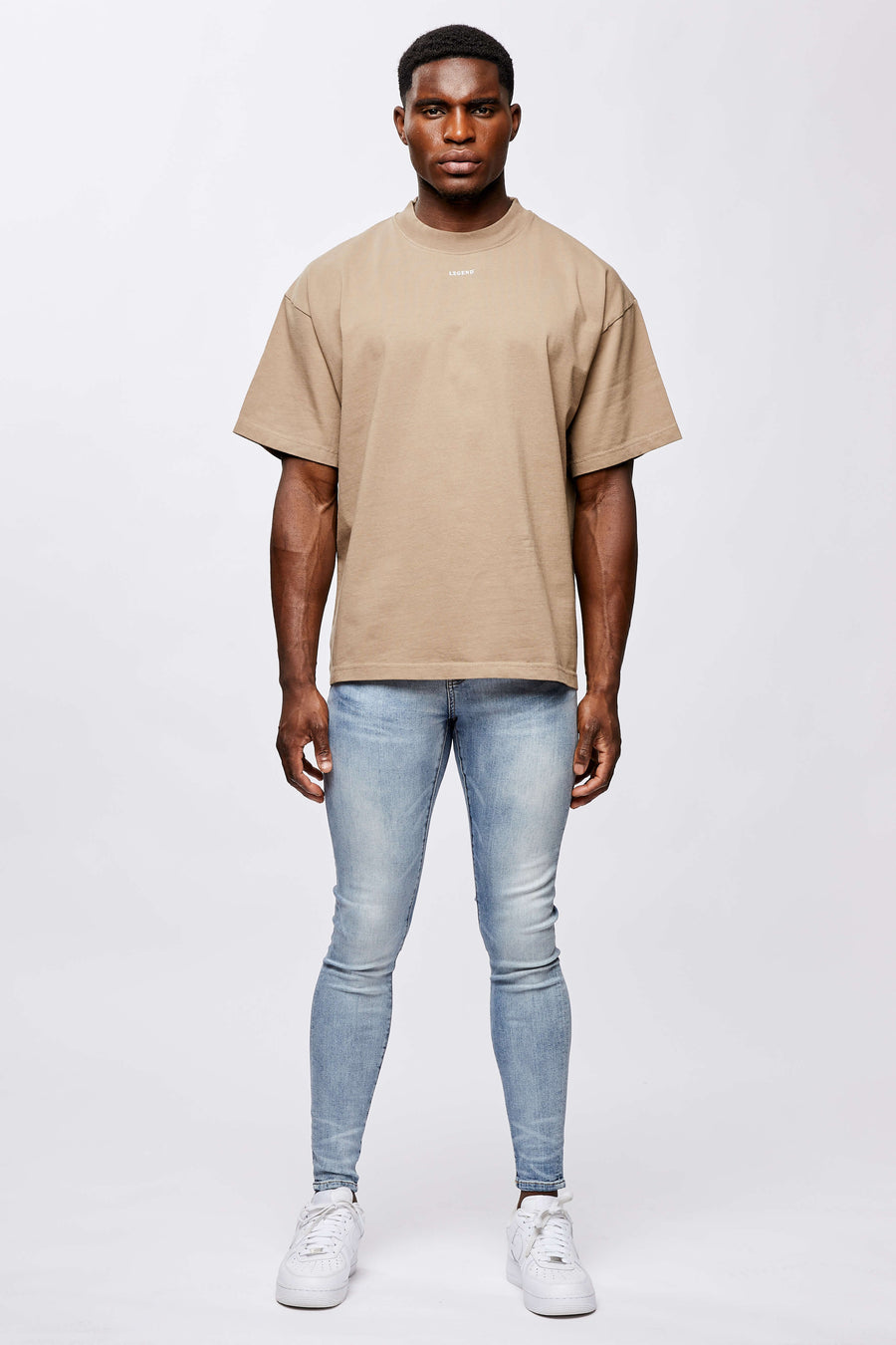 Legend London MICRO LOGO OVERSIZED T-SHIRT - TAUPE BROWN