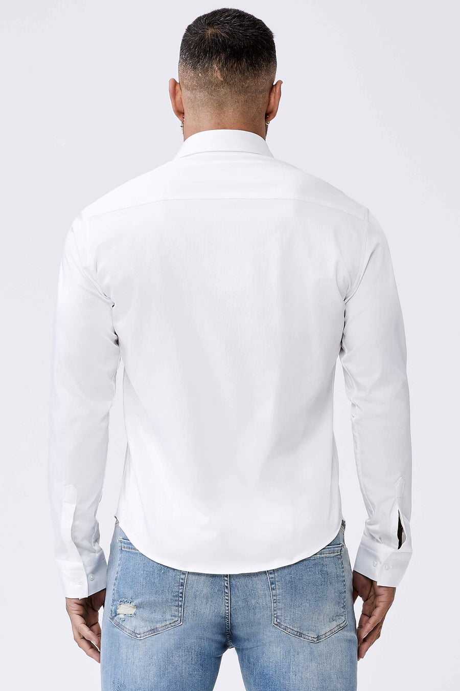 Legend London Shirts Long Sleeve Satin Shirt – White