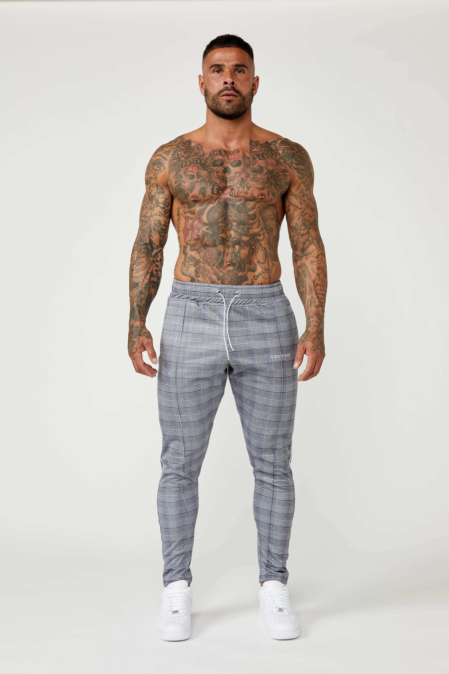 Legend London Tracksuits Smart Track Jogger in Check - Grey