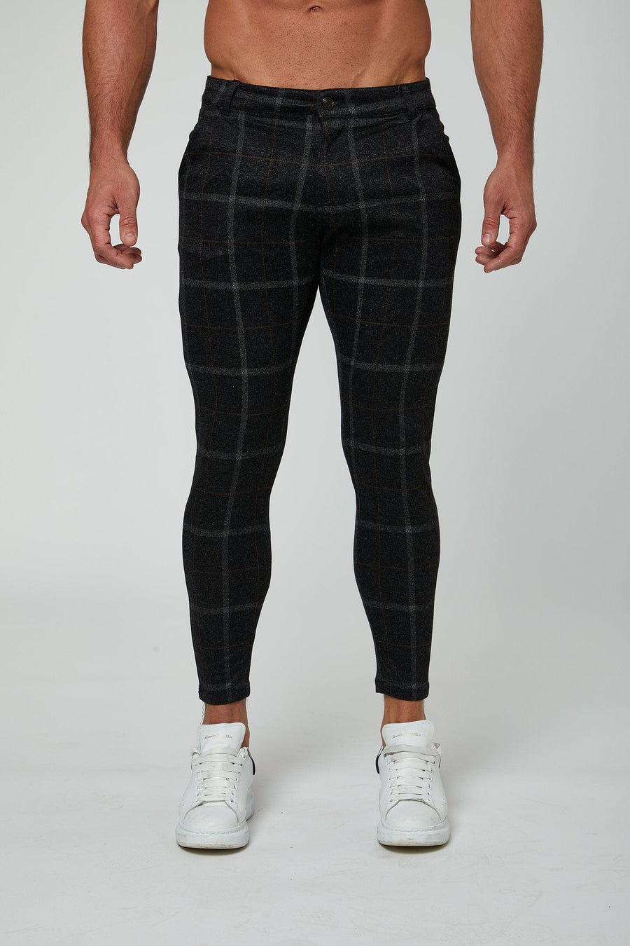 Legend London Trousers Checkered Stretch Trousers -  Black