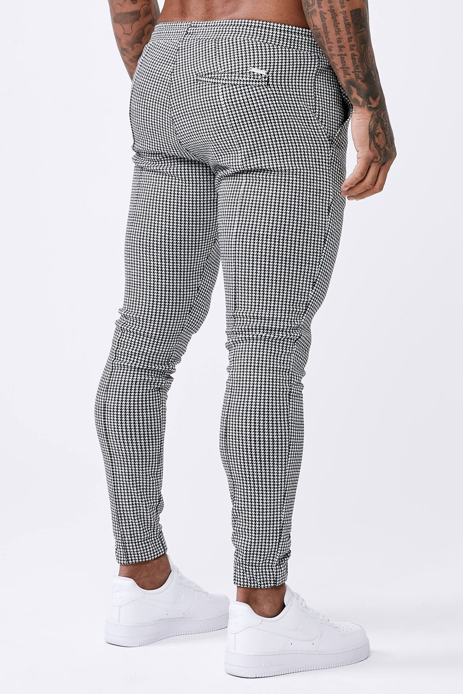 Legend London Trousers HOUNDSTOOTH CHECK CUFFED TROUSER - BLACK & WHITE