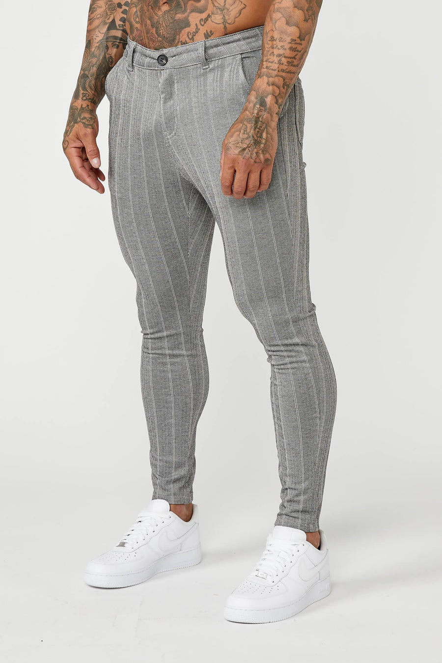 Legend London Trousers Pinstripe Trousers - Grey
