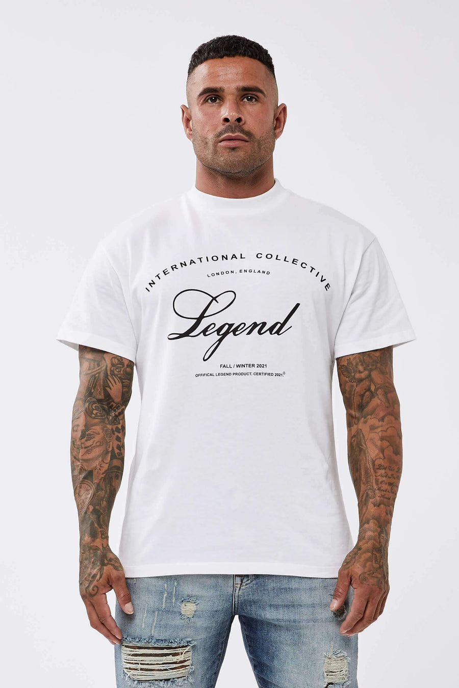Legend London Tshirts COLLECTIVE PRINT OVERSIZED T-SHIRT - WHITE