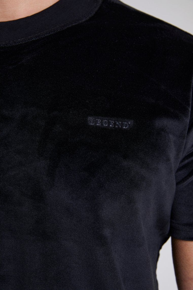 Legend London Tshirts Velour Muscle Fit T-Shirt - Black